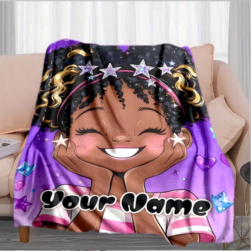 1PC Custom Name Starry Night Smiles outdooor Flannel blankets Throw Blanket All-Season Throw Gift Bedspread for Couch, Bed, Camping Holiday Birthday g