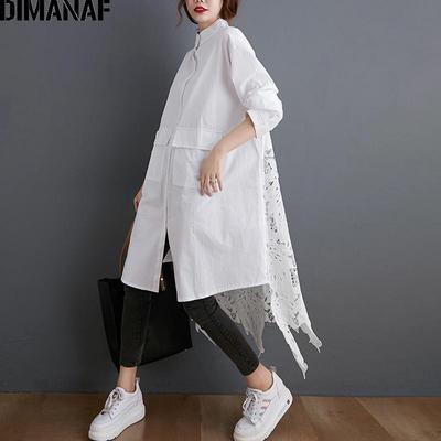 DIMANAF grande taille chemisier chemises femmes vêtements mode dentelle florale élégant montre de sport décontracté à manches longues bouton Cardigan