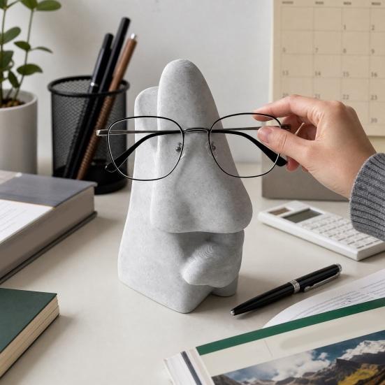 Nose Shaped Glasses Holder Stand, 3D Printed Abstract Human Face Sunglasses Display Rack, Eyewear Organizer for Desk, Shelf, Nightstand Decor