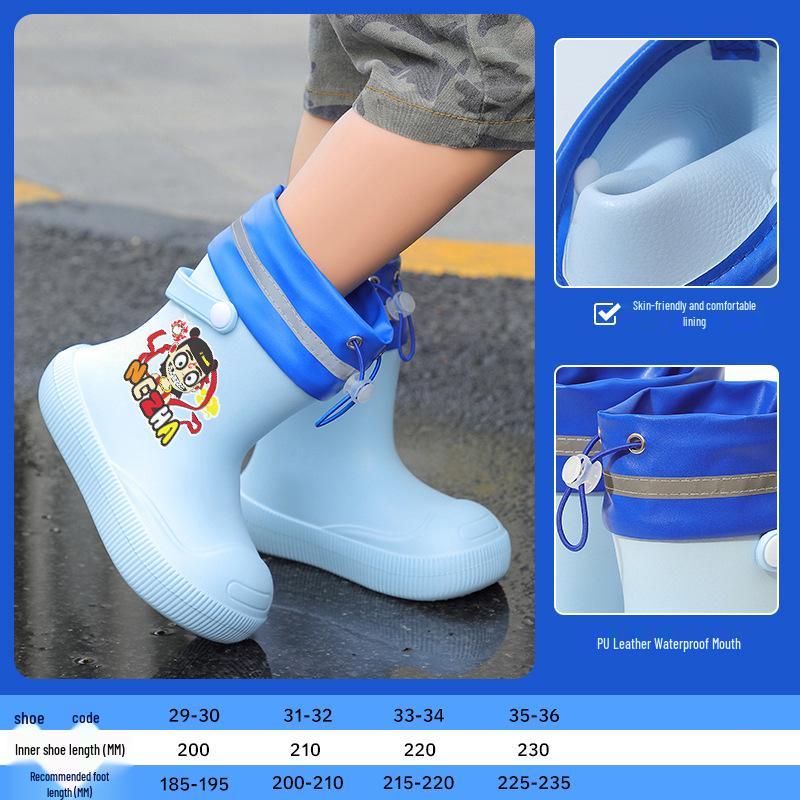 Children's Waterproof Non-Slip Rubber Rain Boots for Boys and Girls - Warm, School-Ready Footwear