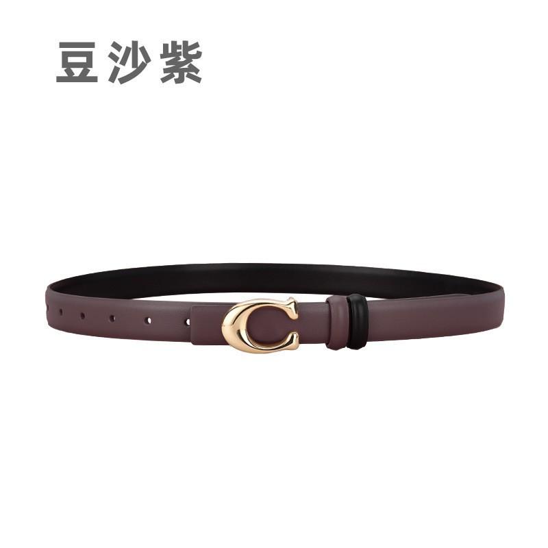 Womens Genuine Leather Belt With C-Shaped Buckle Adjustable Waistband Jeans Casual Fashion Accessory In Multiple Colors