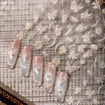Cyan Sea 3D Semi-Transparent Flower Nail Art Stickers
