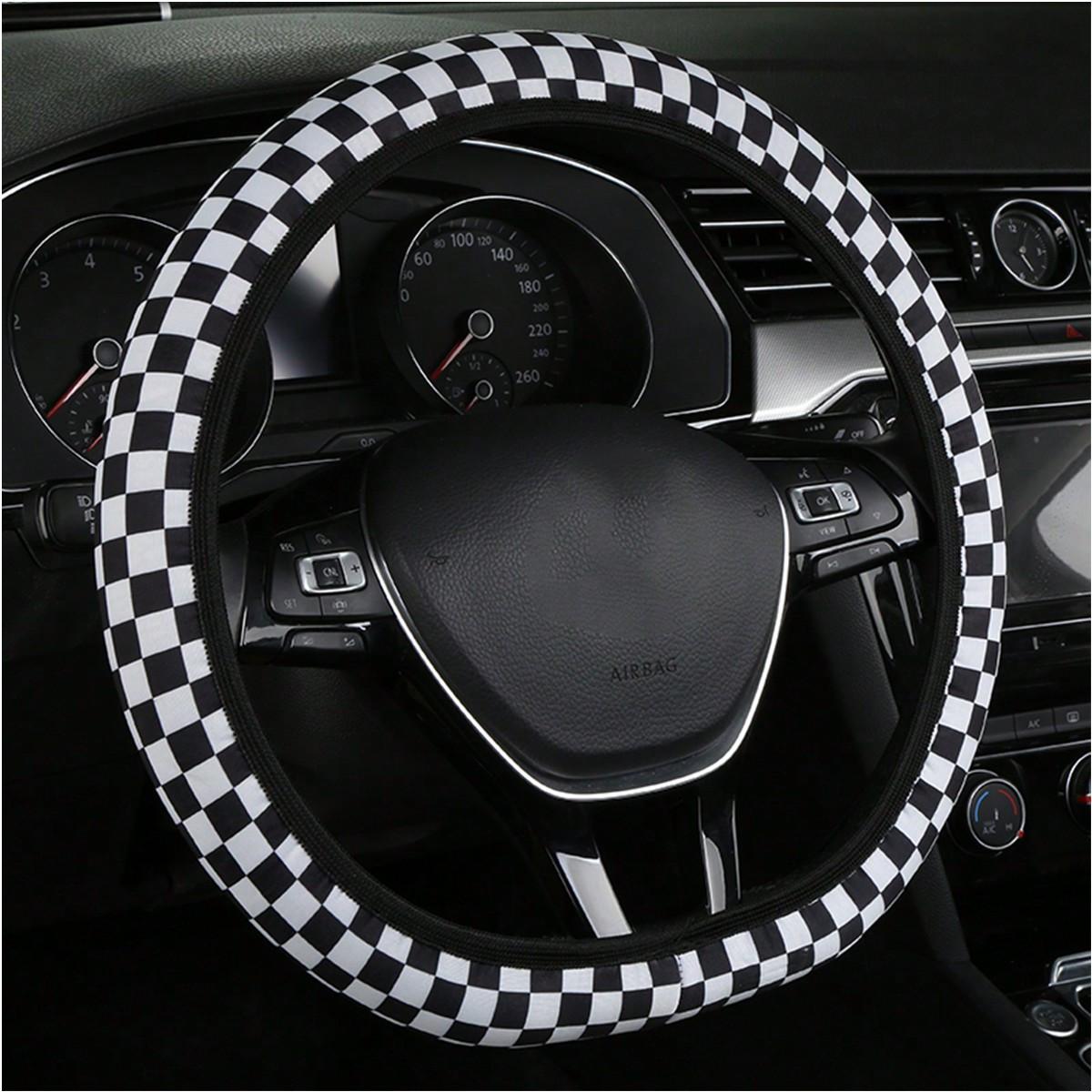 

1 шт. Универсальная оплетка на руль автомобиля, Дышащая, Потостойкая, Противоскользящая, Милая, Мультяшная, Клетчатая, Шахматная, Комбинированная по цвету, Веб-знаменитость 38cm