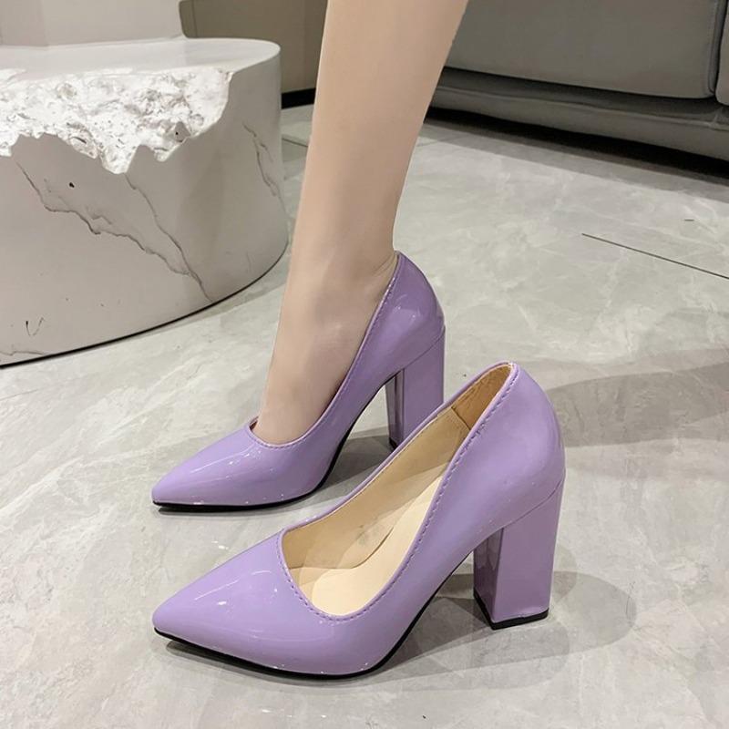 

Large Size Women s High Heels 2024 New Pointed Square Heel Office Wedding Party Luxurious Women s Shoes Shallow Mouth Daily Wear 35 фіолетовий