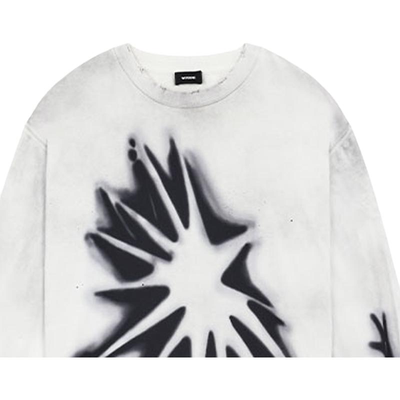 WE11DONE Ss22 Einfarbiges Washed-Muster Bedrucktes Sweatshirt Unisex-Sweatshirt Weiß WD-TS1-22-716-U-WH