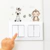 Cute Cartoon Animal Switch Stickers, Monkey Giraffe Elephant Lion Hippo Zebra Self-Adhesive Wall Decals for Kids Room Home Decor