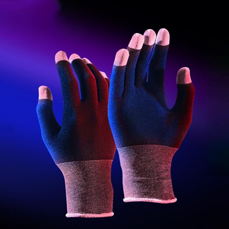 1 Pair Highly Sensitive Five Finger Thumb Sleeve Anti-Sweat Non-Scratch Breathable Compatible for E-Sports Gaming Gloves