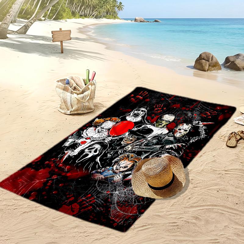 horror movie characters Printed Quick Dry Beach Towel Super Absorbent Soft Lightweight Bath Towel for Pool Summer Travel