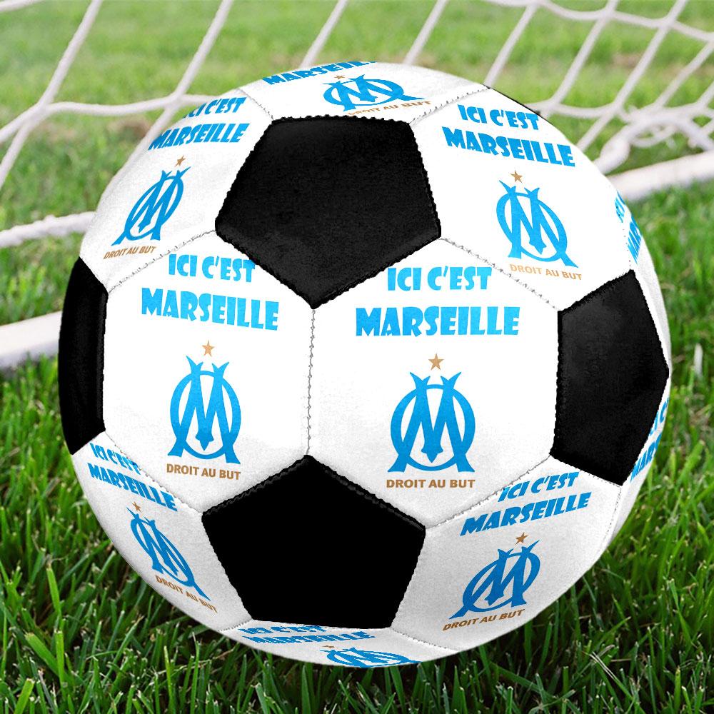 Pallone da Calcio Olympique Marseille Taglia 5 Colorato Cucito a Macchina PVC Pronto per la Competizione Resistente Alta Rimbalzanza