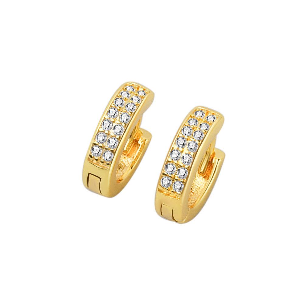 Fashionable Double Row Micro Paved Zirconia Ear Hoops Delicate Small Earrings Jewelry