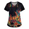 Women's  Carnival Themed Outfit Party Mask Pattern Caregiver Top