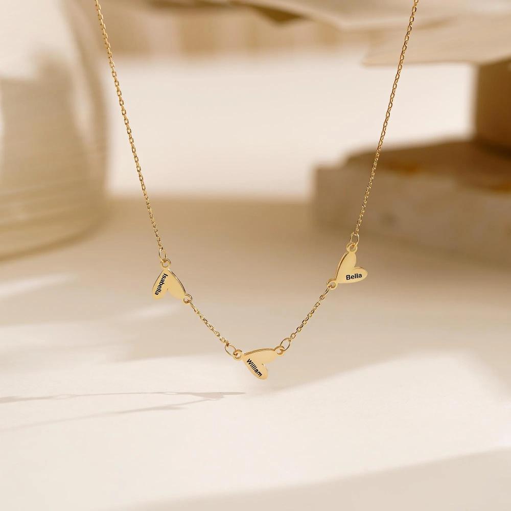 Personalized Trendy Heart-shaped 18K Gold Plated Stainless Steel Link Necklace Engraved Name Pendant Christmas Exquisite Gift 45+5cm золотой