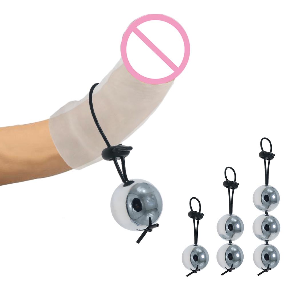 Male Heavy Weight Ball Stretcher Penis Extender Enlarger Ring Hanger Trainning with Glan Sleeve