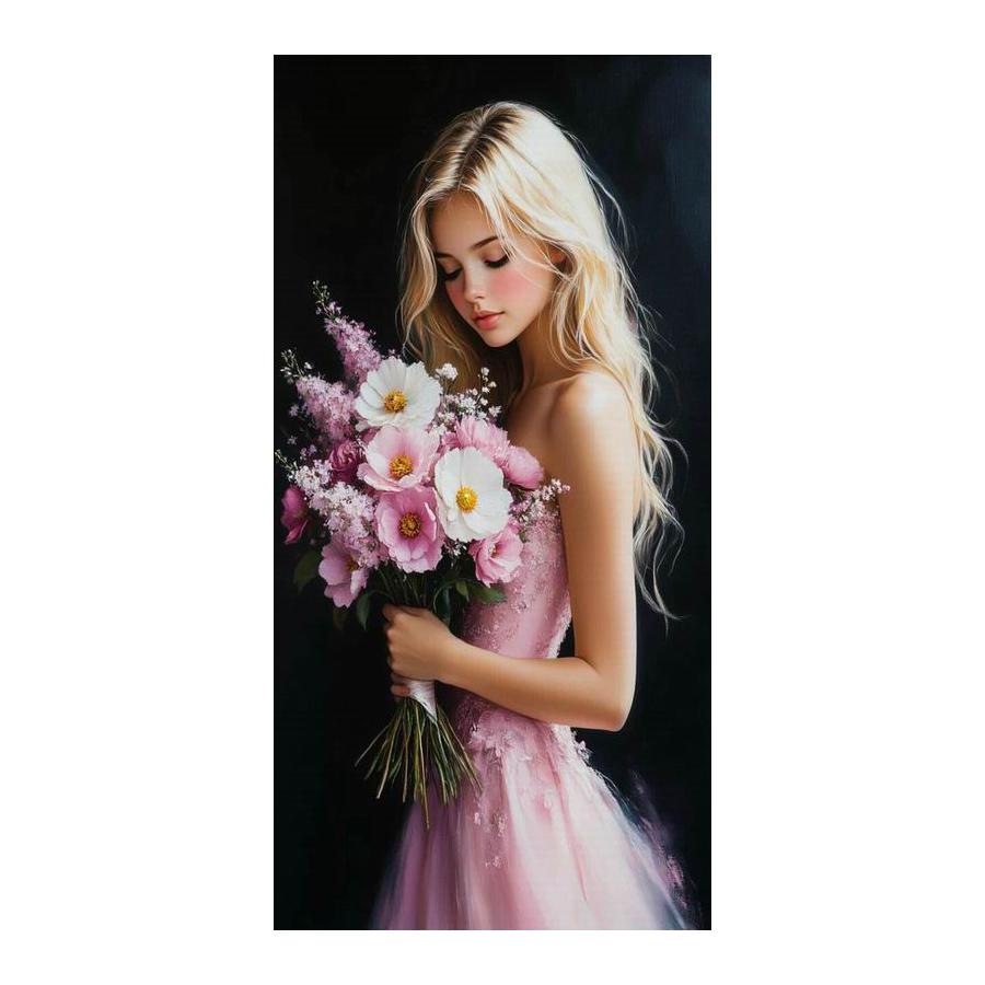 

Beautiful Woman and Flowers Arge Size Diamond Painting New Collection Girl Diy Full Square Round Drill Rhinestone Embroidery Mosaic Cross Stitch Kits Round drill 30x60cm
