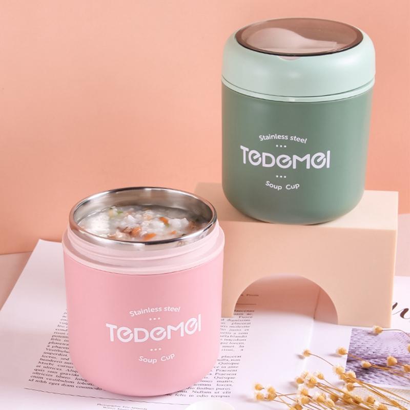 450ML Lebensmittel Thermobehälter Isolierter Suppenbecher Thermosbehälter Edelstahl Lunchbox Thermo Hält Heiß Für Schulkinder