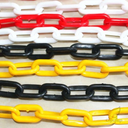 Copeflap Plastic Chain, 5m Long, 6mm Wide, for Parking Lots (White)