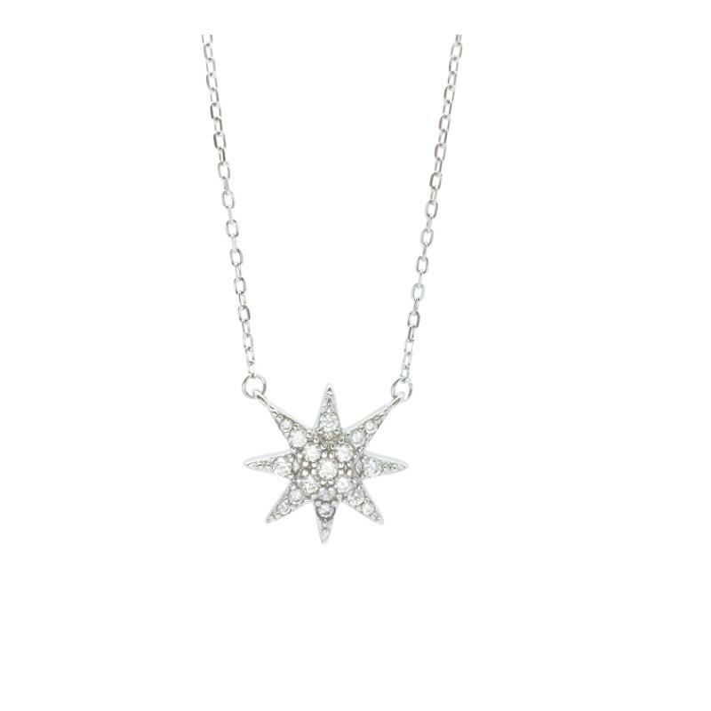 Exquisite S925 Silver Eight-Pointed Star Necklace - Fashionable, Luxurious, and Versatile Design for Women