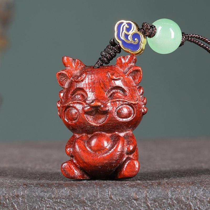 Sandalwood Dragon Phone Charm Keychain Ornament for Couples