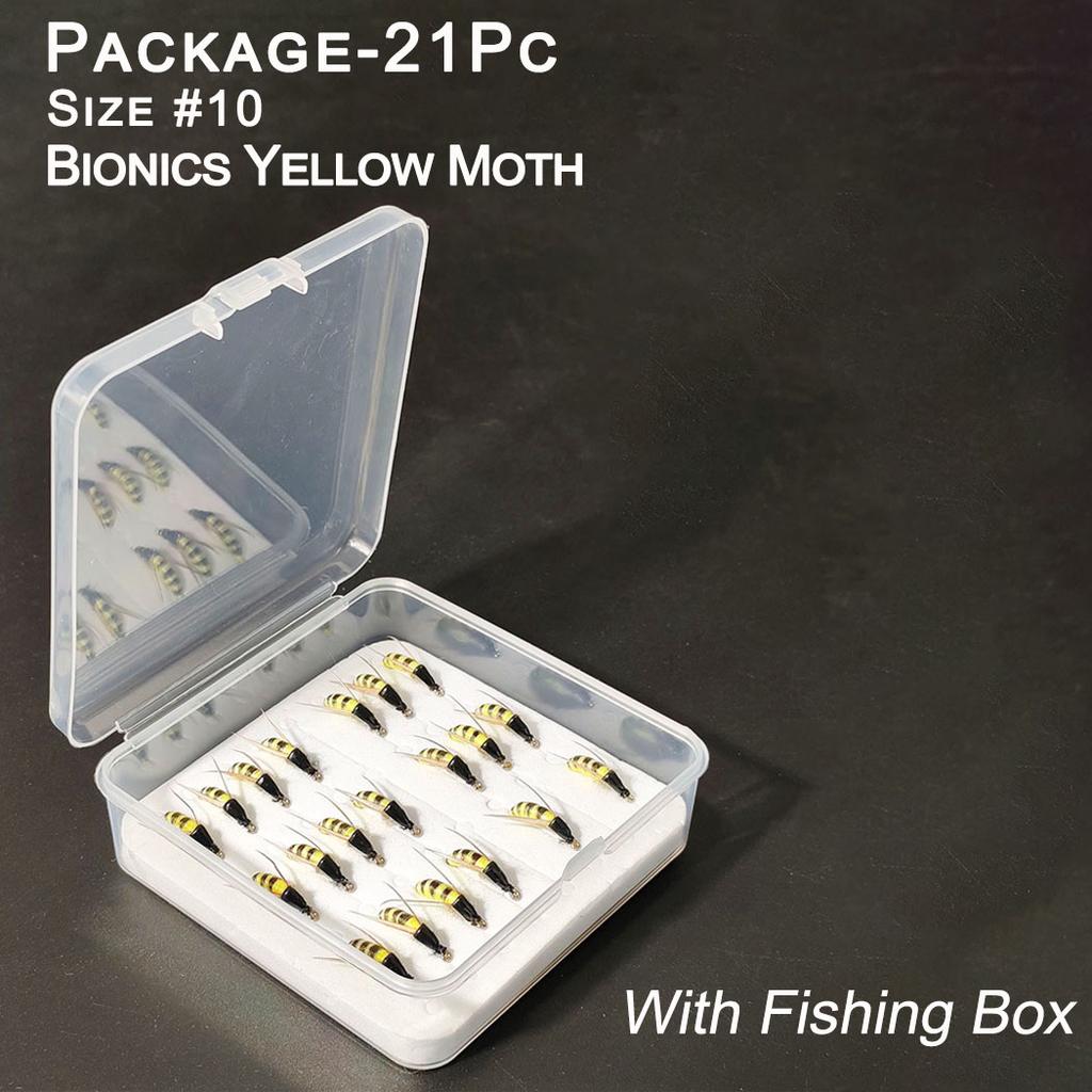 21Pcs-with Flies Box Fly Fishing Flies Artificial Wet Flies Bait for Fishing Trout/Perch Fishing Lure Artificial Nymph Bait Fishing Bait Hook Size #10