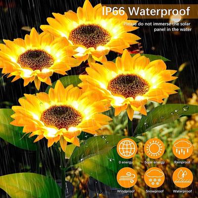 3-Kopf-LED-Solar-Sonnenblumen-wasserdichte LED-Leuchten für Hausgarten-Terrassen-Rasen-Hinterhof-Wege-Dekoration