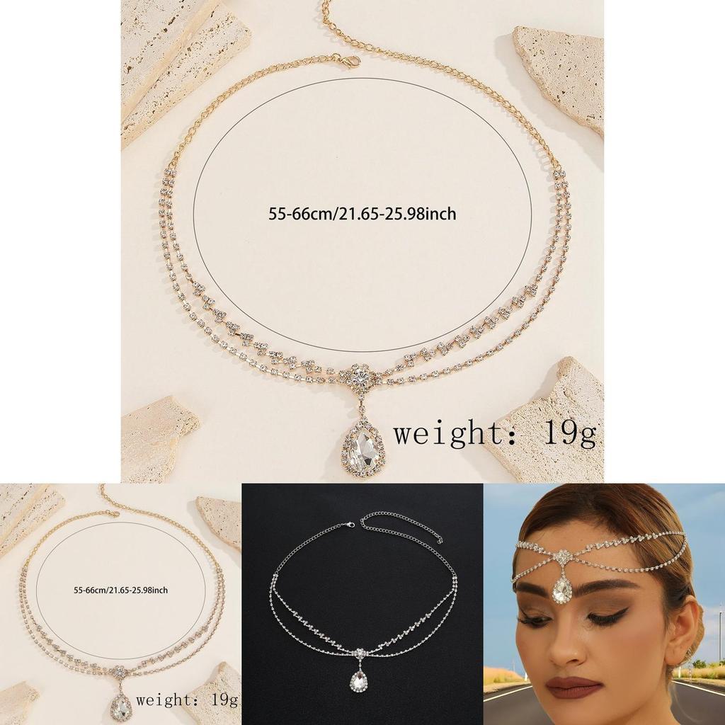 Elegant Rhinestone And Multi Layer Chain Design Silver Jewelry Headwear For Women