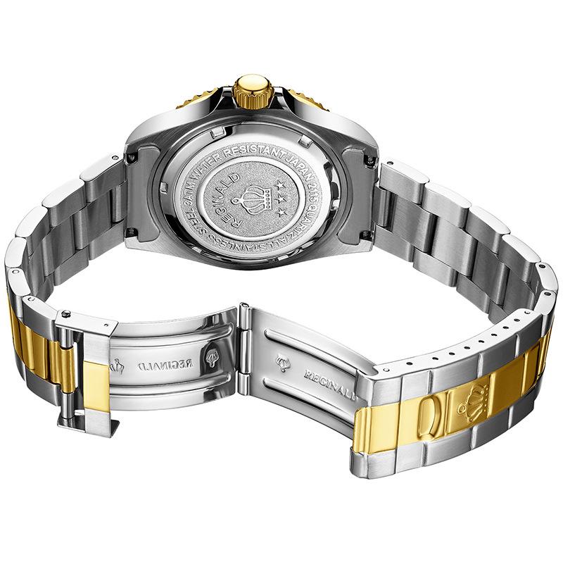 Men's Green Submariner Quartz Sport Watch, Steel Band, Date Feature, Luminous, Waterproof, Student, Rotating Bezel.