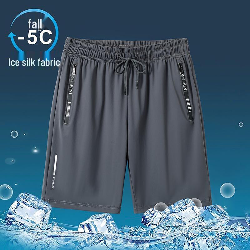 Men's Summer Ice Silk Stretch Shorts - Plus Size, Casual, Thin Beachwear