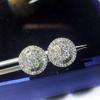 Huitan Simple Round Shaped Stud Earrings for Women Micro Paved CZ Stone Gorgeous Bride Wedding Earrings Silver Color Jewelry New