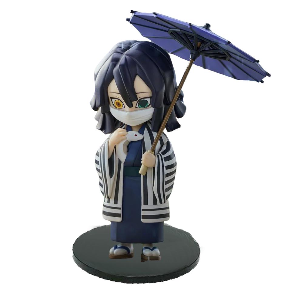 New Demon Slayer Plum Rain Season Blind Box Q Version Figures Umbrella Scene PVC Collectible Model Toy Gift for Anime Fans