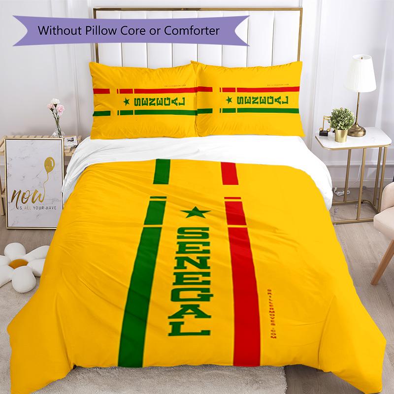 Senegal 3pcs Bedding Set Duvet Cover Closure Includes 1 Duvet Cover & 2 Pillowcases for All Seasons Bedroom Home Dorm Decor