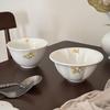 Small Yellow Flower High-Value Tableware Set, Ceramic Plate Of Small Fresh Ceramic Bowl, Rice Bowl, Binaural Bowl