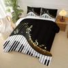 3pcs Black Bedding Set Piano Keys Music Note Print Cozy Duvet Cover King Queen Twin Size Birthday Gift for Adult Bedroom Decor