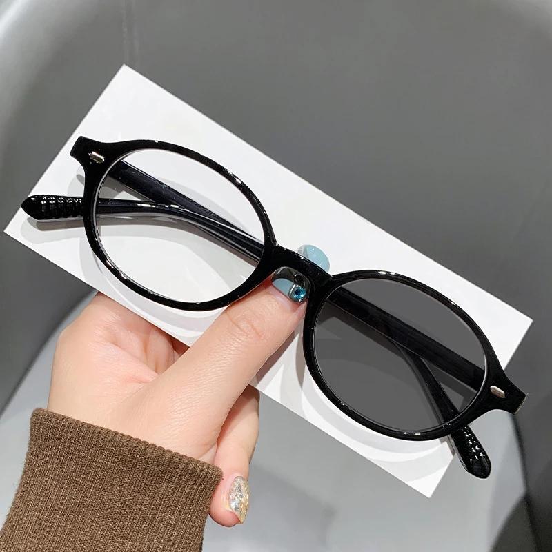 Unisex Near Sight Pochromic Glasses Fashion Retro Color Changing Myopia for Women Men Oval Frame Anti-UV Eyeglasses 0-1.0-4.0