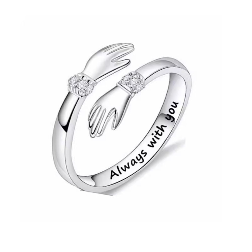 Immer Bei Dir Handförmige Fingerringe Romantische Gravierte Buchstaben Offener Ring Ausgefallenes Design Verstellbarer Freundschaftsschmuck Liebe