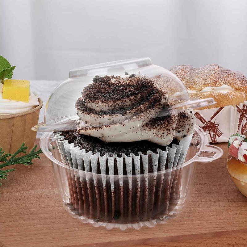10/50PC With Lids Birthday Clear Dessert Packaging Cupcake Holder Wedding Donut Muffin Cake Container Dessert