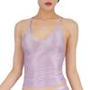 Womens Glossy Stretchy Camisole Scoop Neck Sleeveless Sling Crop Top Vest