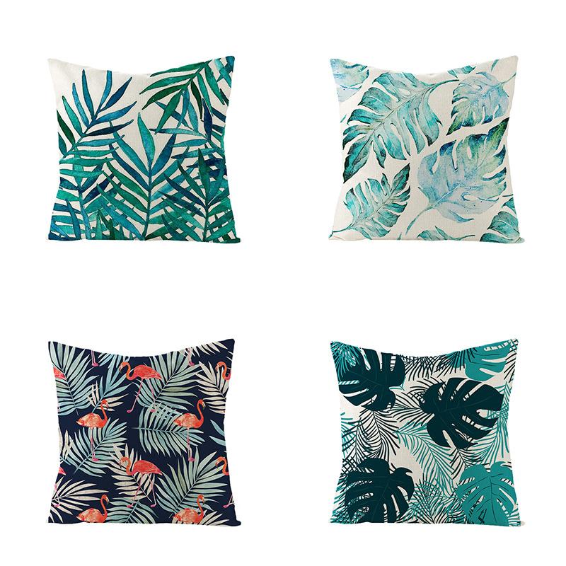 Plant Leaf Linen Pillowcase Car Office Pillowcase