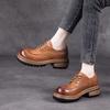 [Heavy Industry] First-layer cowhide loafers for women's autumn 2025 new leather retro lace-up small leather shoes