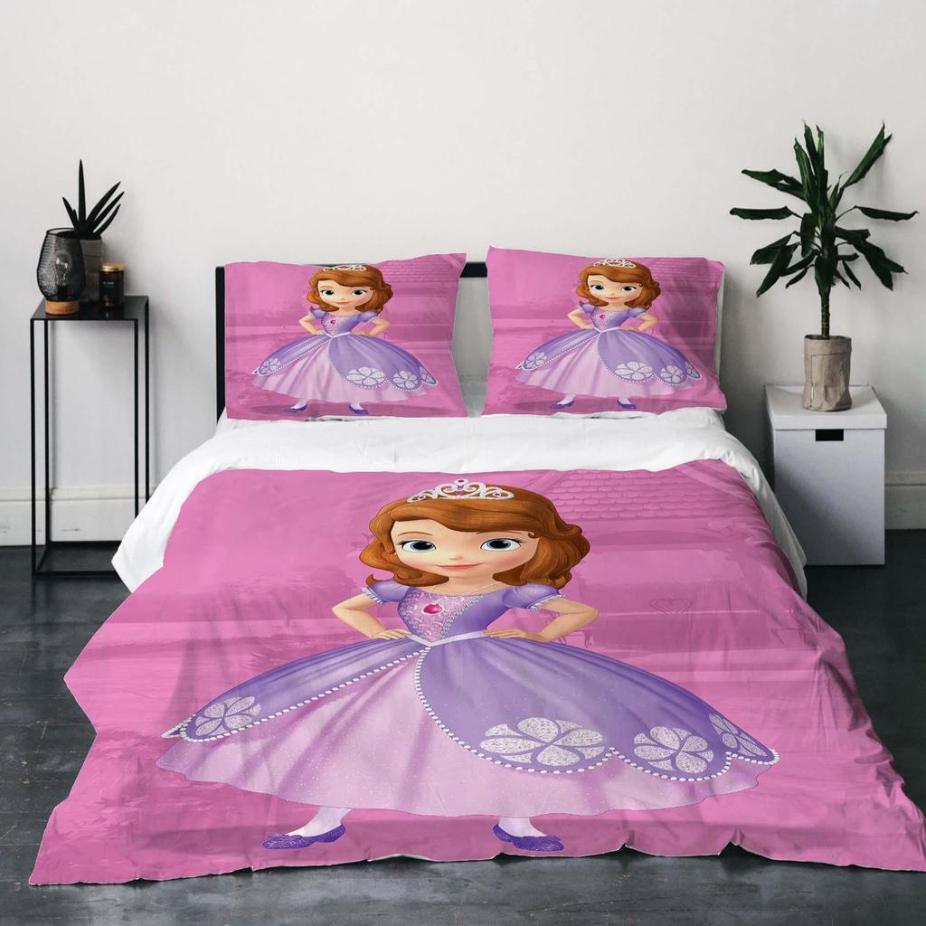Gift Christmas Quilt Cover Princesa Sofia 3-Piece Bedding Set,Queen Size, Includes Duvet Cover, Pillowcases, Machine Washable.