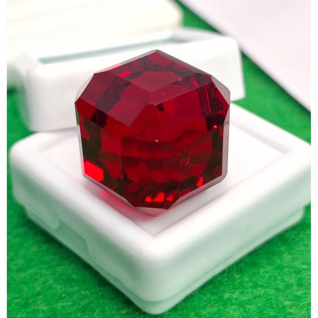 Red Ruby Mozambique Natural 40-42 Ct Cube Cut Beautiful Certified Gemstone