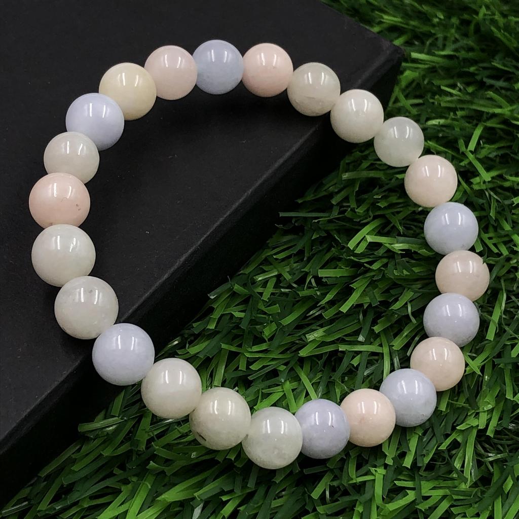 8mm Natürlicher Multi Morganit Edelstein Runde Perlen Schmuck Handgefertigt Hübsch Mehrfarbiger Morganit/Perlen Armband 7,5" Als Glücksbringer Geschenk RBB-96