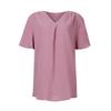 Women's Summer T-shirt Casual Short Sleeve V-neck Solid Color Loose Chiffon Shirt  Top