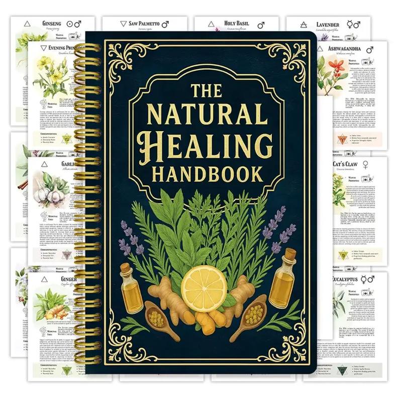 Natural Healing Handbook Spiral Bound Guide With Herbal Remedies And Recipes For Heart Health Blood Sugar Focus Boost