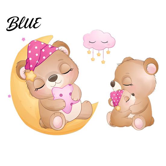 Cute Bear Wall Stickers for Bedroom Kids Room PVC Waterproof Cartoon Animal Decorative Interior Decals Removable Art Mural Nursery Living Room Decor