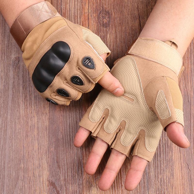 Tactical Gloves Black British Outdoor Riding Military Fans Anti-Cut Field Performance Sports Fitness Hard Shell Half Finger Gloves