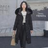 Women's Knee-Length Double-Sided Down Cotton Coat with Large Fur Collar Hood - New Winter Fashion.