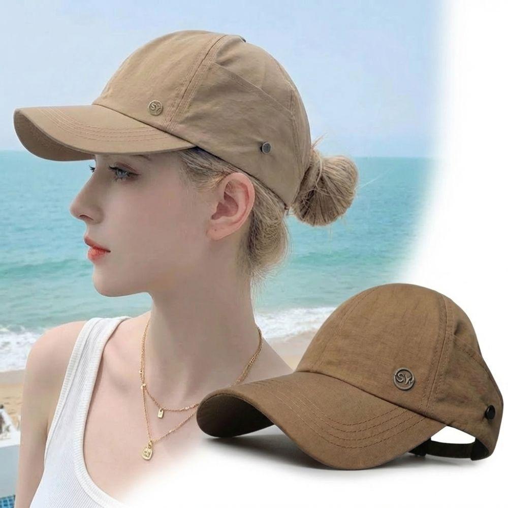Quick-drying Women's Visor Hat Can Hang Masks UV Protection Baseball Cap Lightweight Simple Ponytail Sun Hat Outdoor Sports