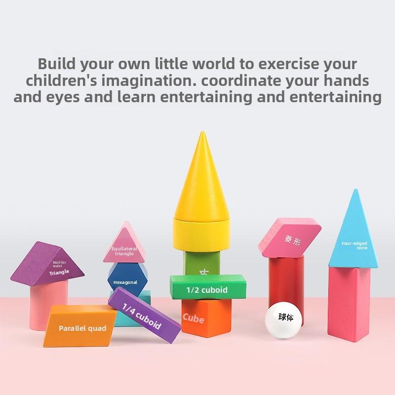 Educational Wooden Shape Blocks For Kids Brain Development And Visual Learning