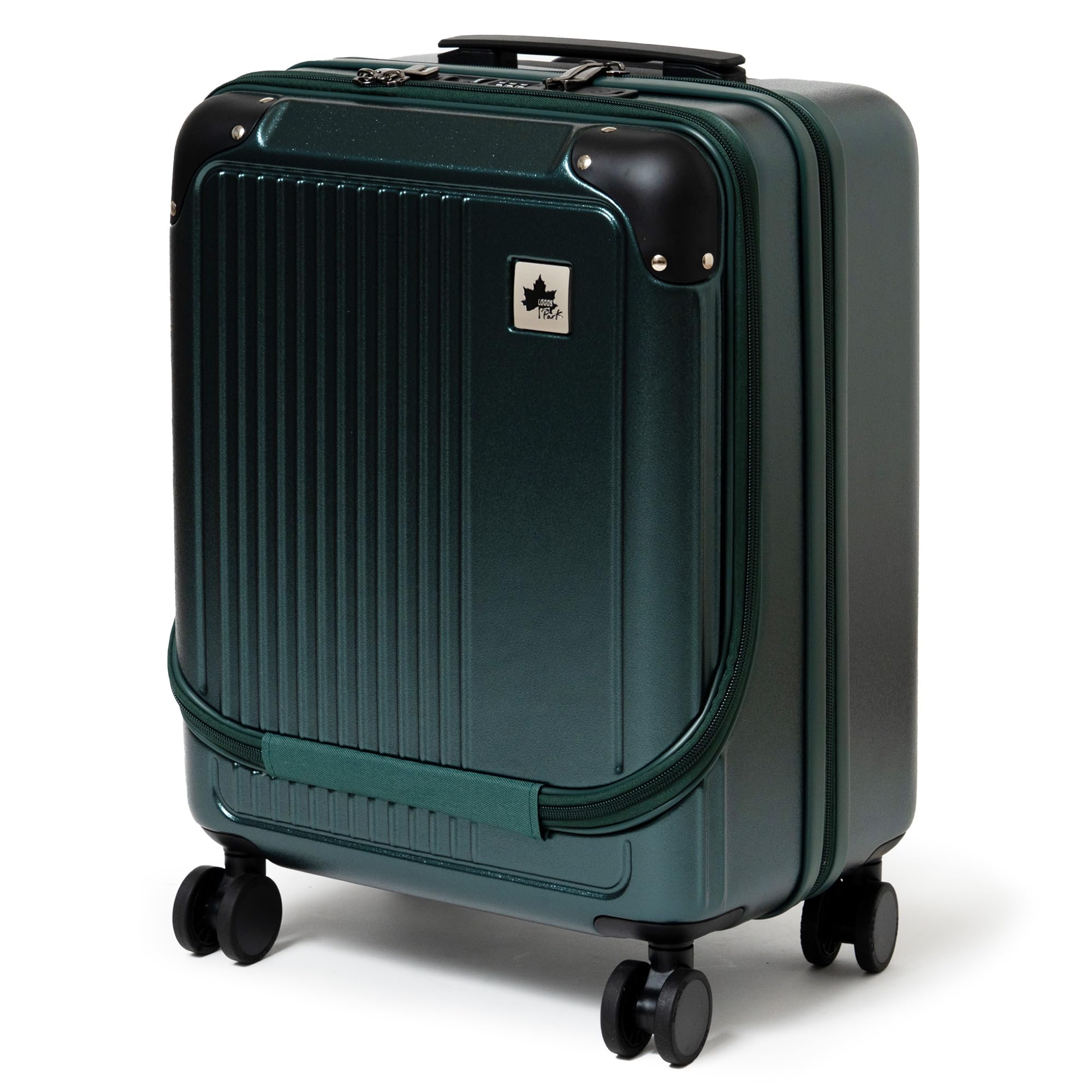 

small front USB green [Logo Spark] Carry-on suitcase, size, pocket, port, 2.8kg, зелений