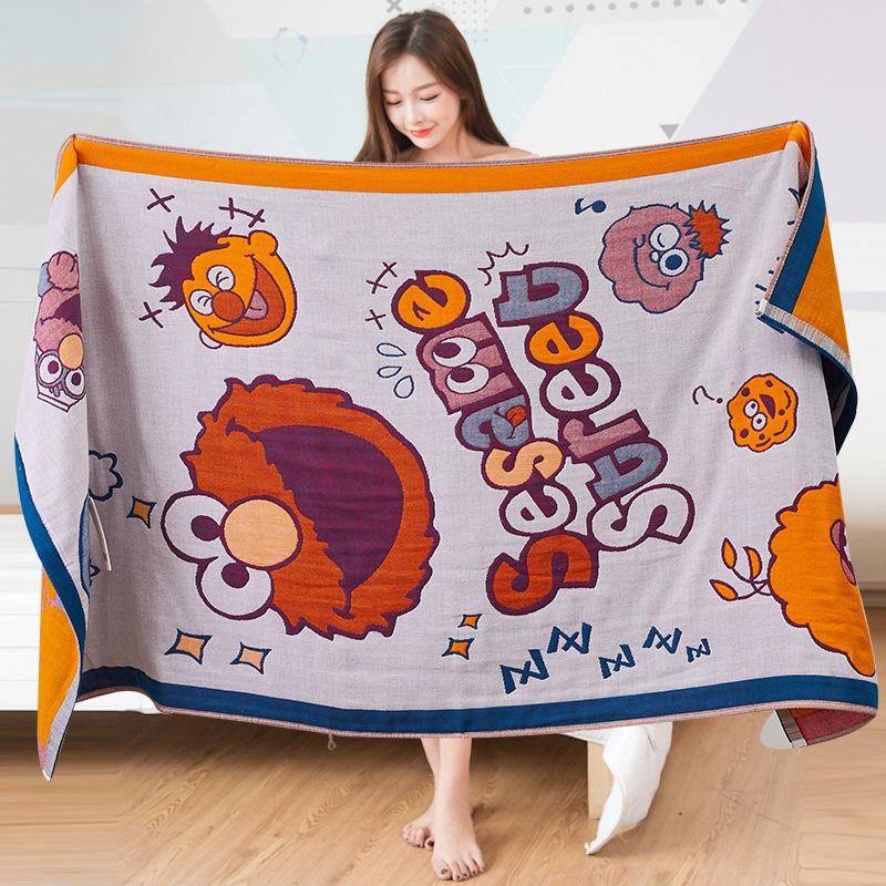Cartoon Katze Badetuch 80*160cm Reine Baumwolle Saugfähiges Badetuch 5-lagige Baumwollgaze Superweiches Hautfreundliches und Bequemes Badetuch
